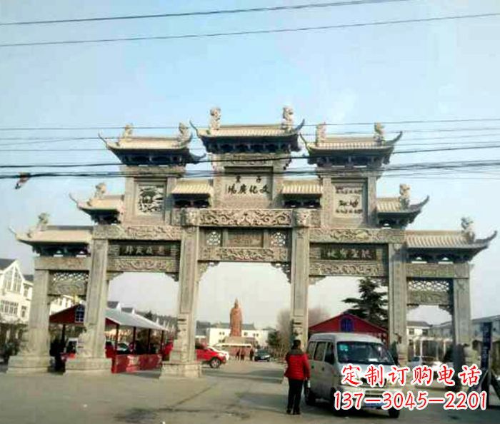 石狮大型五门石雕牌坊 (3)