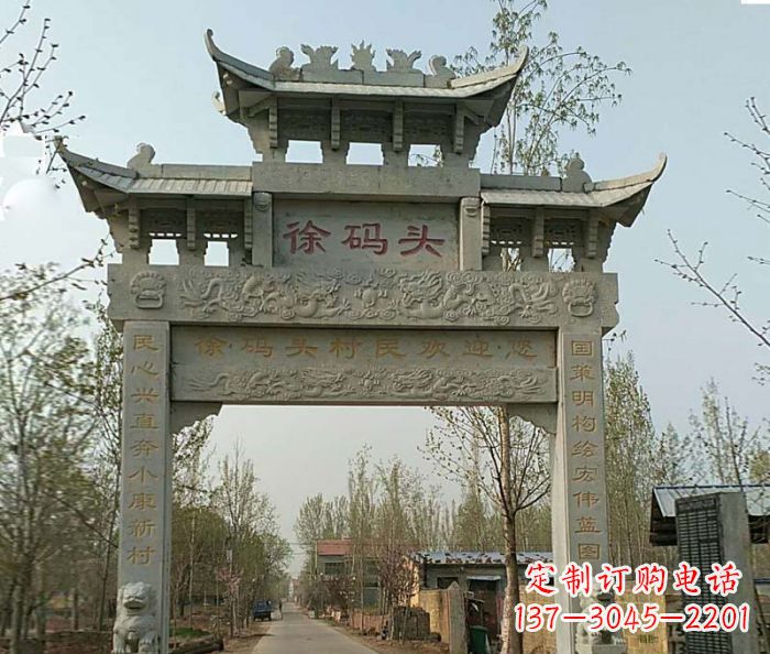 石狮精美纯手工大理石牌坊雕塑