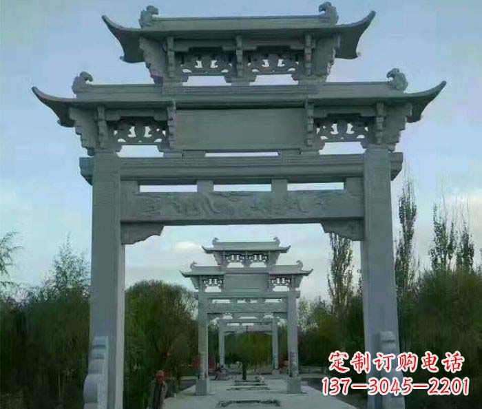石狮牌坊雕塑精美大理石雕塑艺术