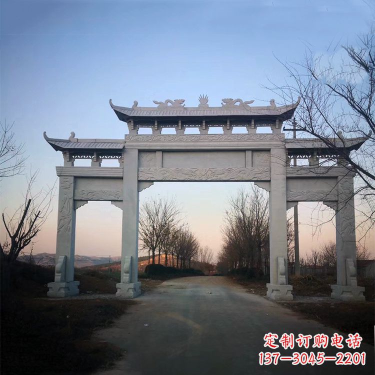 石狮品质卓越的道路三门石牌坊雕塑