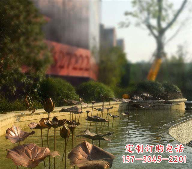 石狮荷叶风情传承——锻铜荷花荷叶小区景观雕塑