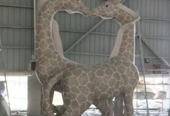石狮大理石艺术精美长颈鹿雕塑