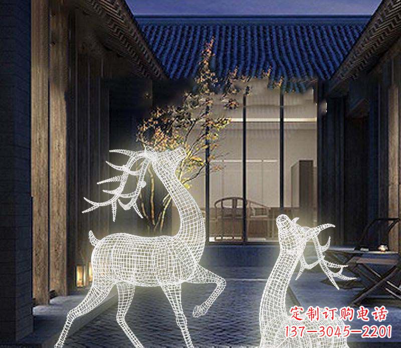 石狮发光精致梅花鹿雕塑