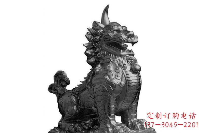 石狮独角兽铜雕塑,精美细腻传统工艺