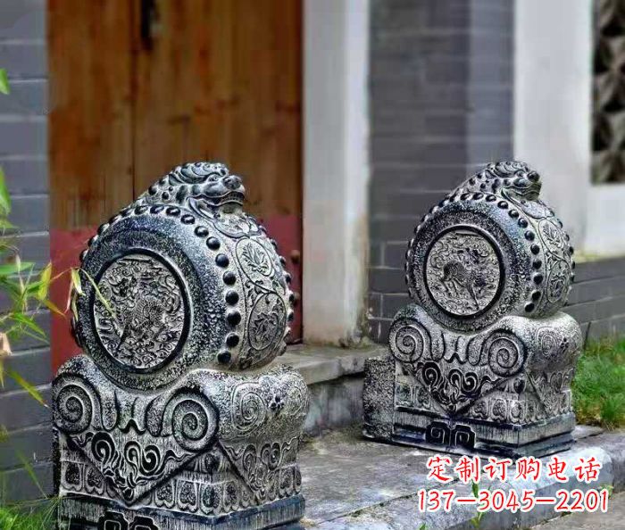 石狮仿古抱鼓石镇宅石门墩