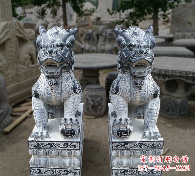 石狮传统工艺仿古麒麟雕塑