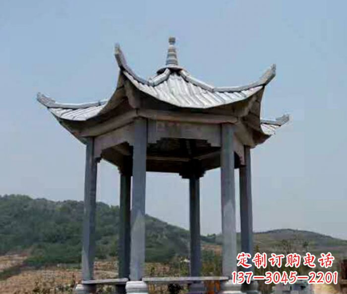 石狮仿古六角凉亭石雕 (5)