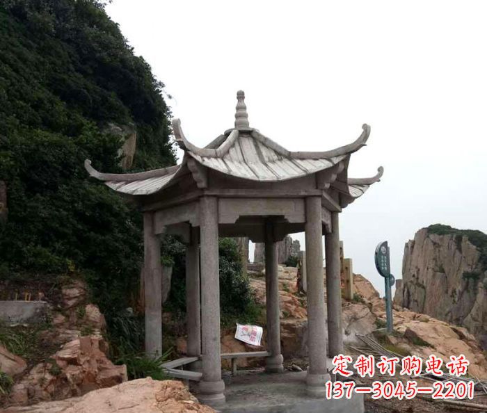 石狮仿古六角凉亭石雕 (7)