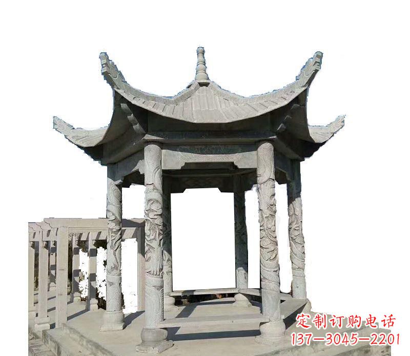 石狮仿古六角凉亭石雕 (10)