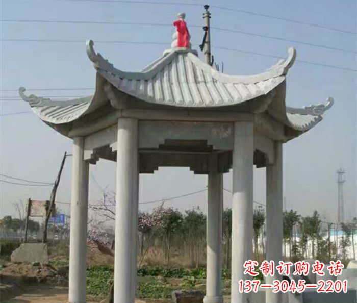 石狮仿古六角凉亭石雕 (9)