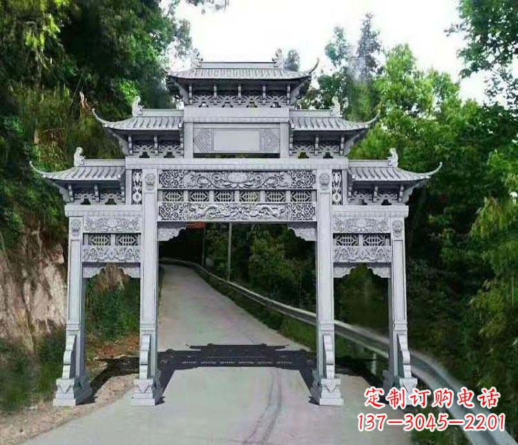 石狮仿古三门牌坊石雕