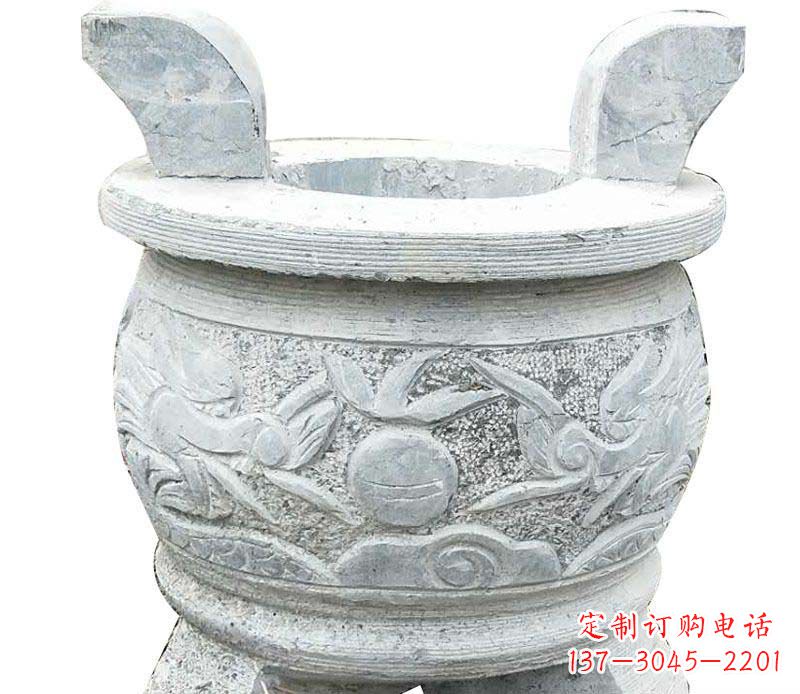 石狮精美仿古三足香炉石雕
