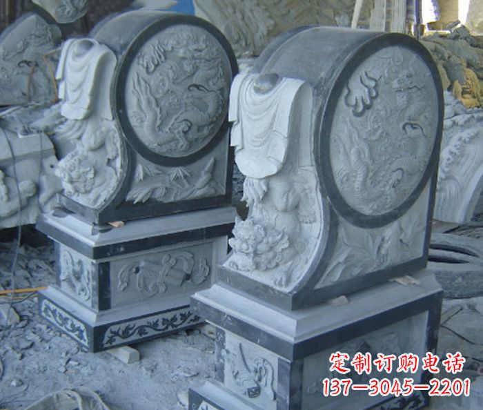 石狮仿古石门墩招财抱鼓石