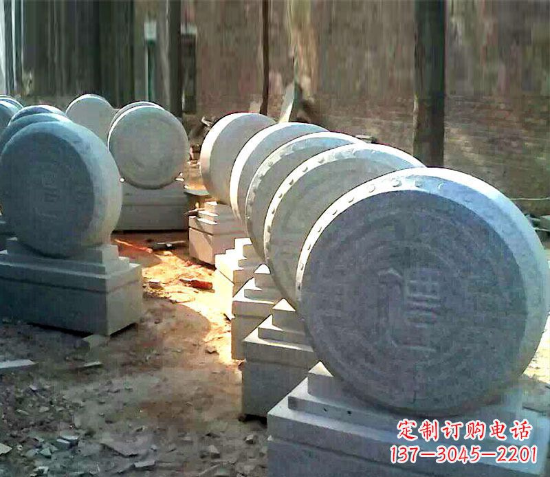 石狮仿古石门墩招财抱鼓石石雕 (2)