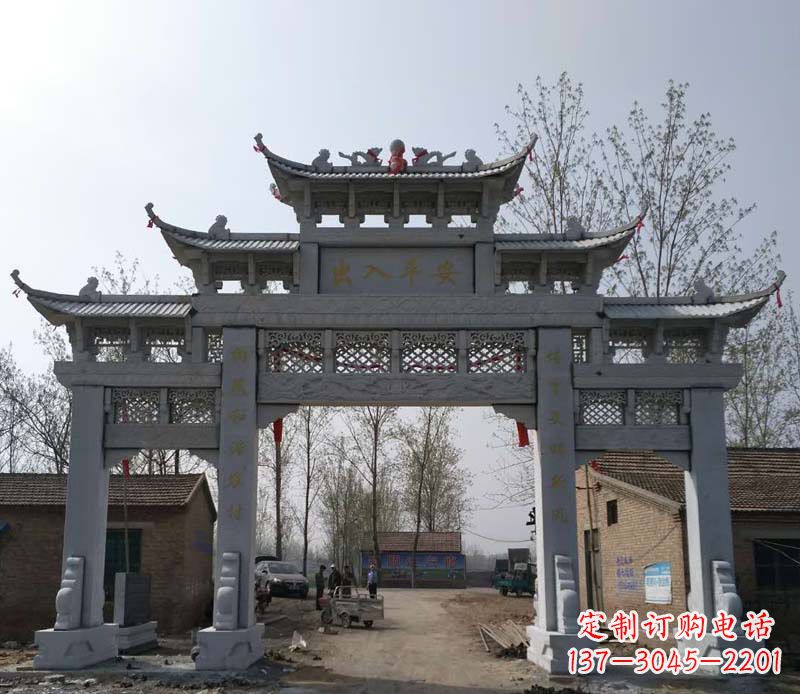 石狮仿古石牌坊石雕