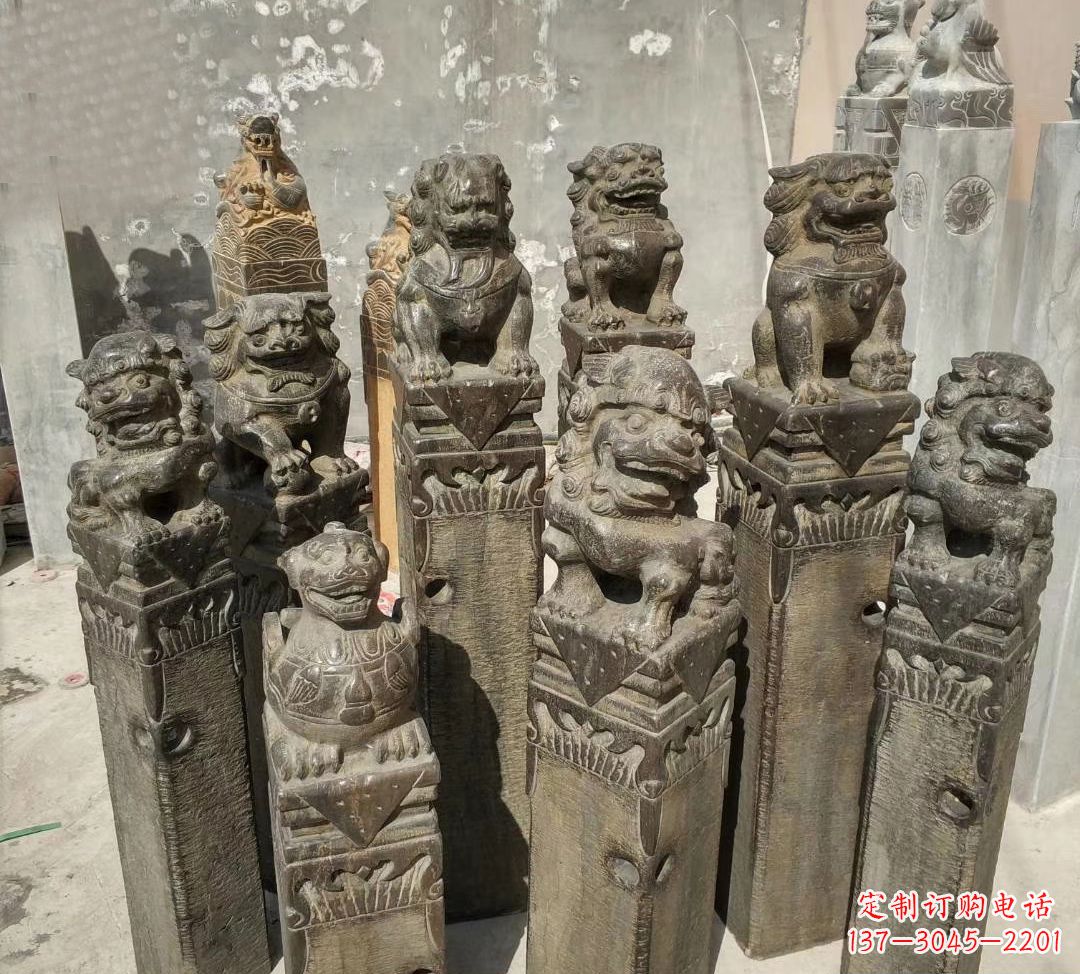 石狮仿古马雕塑,高端定制艺术石雕
