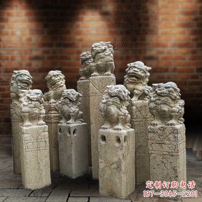 石狮仿古栓马柱雕塑