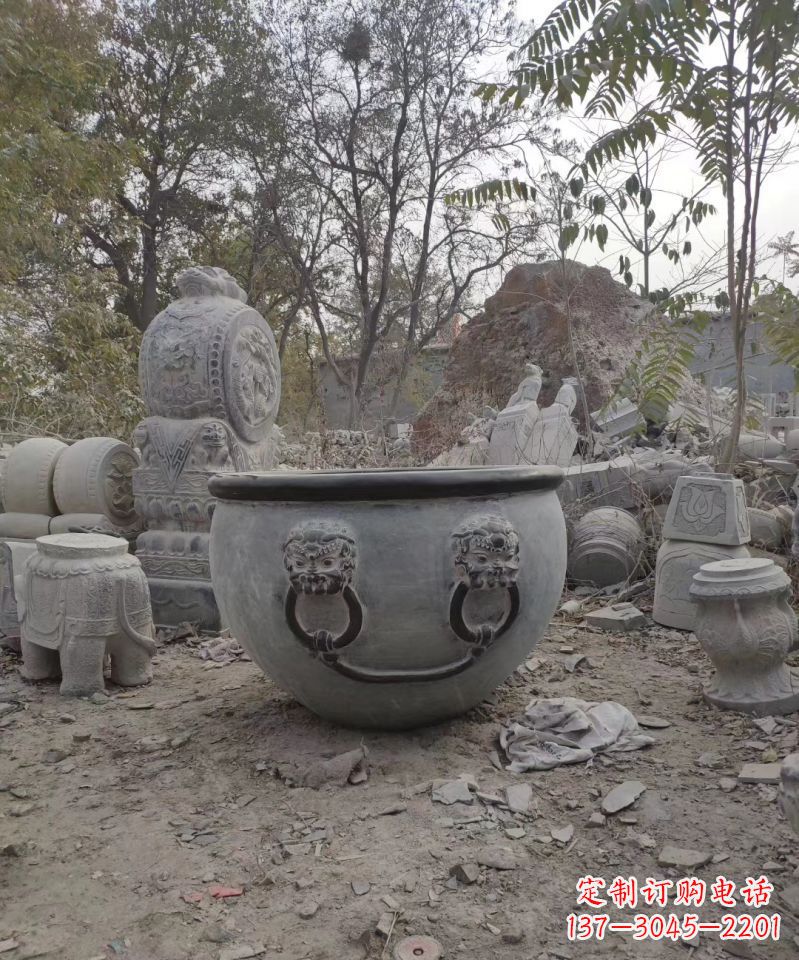 石狮仿古石雕水缸雕塑