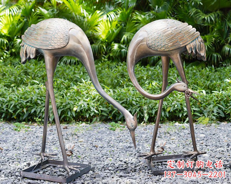 石狮传统文化铸造仙鹤雕塑
