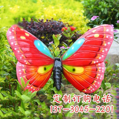 石狮红色蝴蝶-35*65*42英寸独特设计雕塑