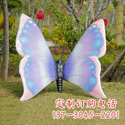 石狮蓝粉色蝴蝶雕塑