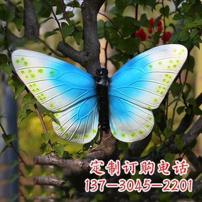 石狮精致风韵,蓝白蝴蝶雕塑
