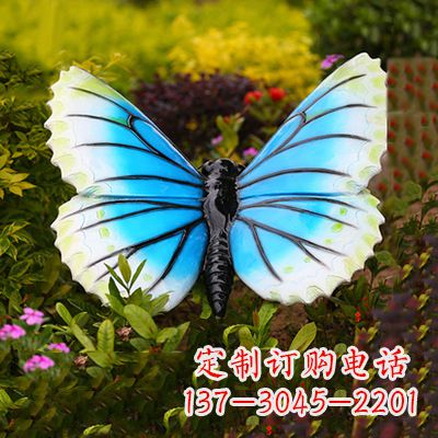 石狮蓝白蝴蝶镶嵌雕塑