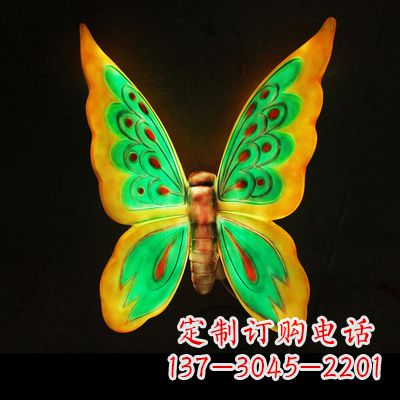 石狮闪耀蝴蝶,精致灯光雕塑