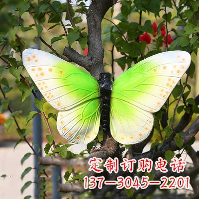 石狮浅绿色蝴蝶雕塑