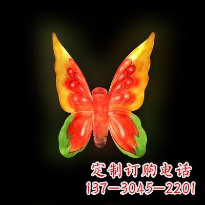 石狮精美小号黄色发光蝴蝶雕塑