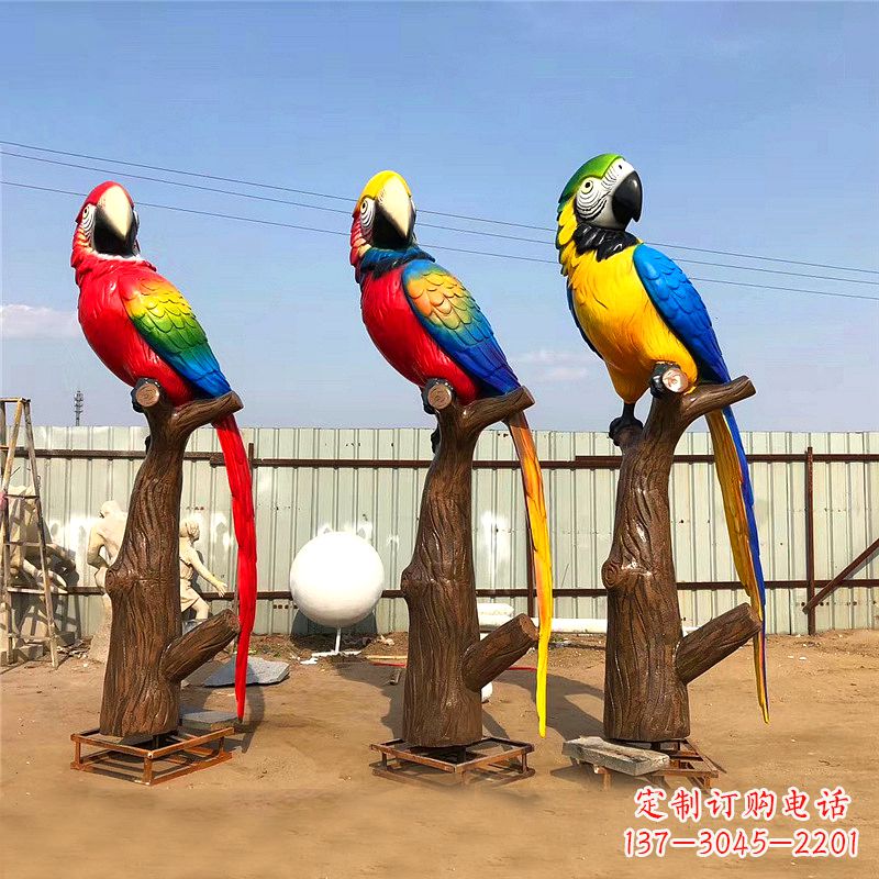石狮玻璃钢鹦鹉雕塑