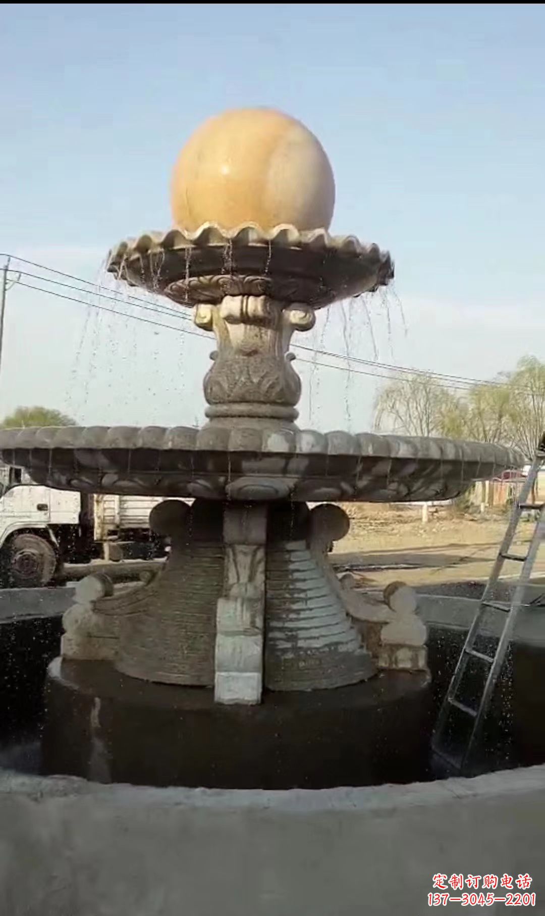 石狮风水球喷泉石雕景观雕塑