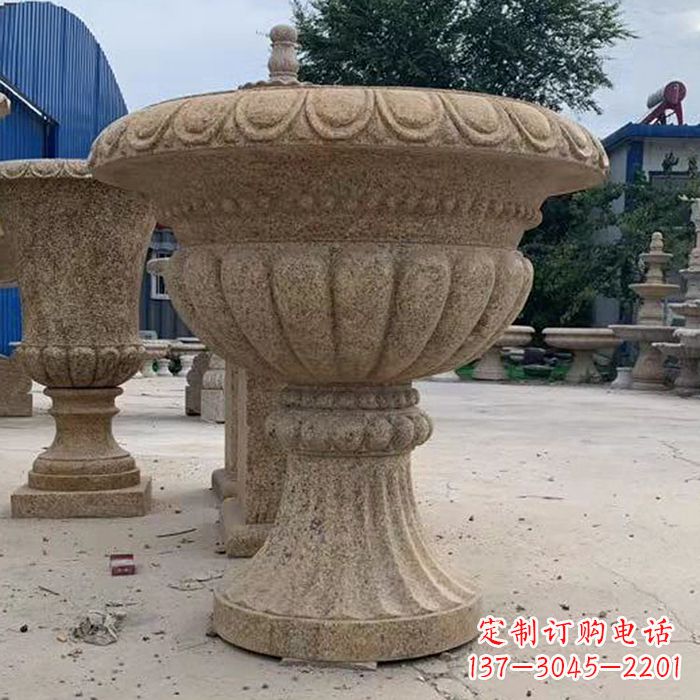 石狮高墩欧式石雕花盆