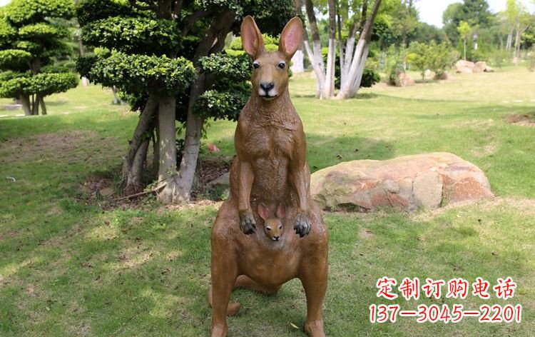 石狮公园玻璃钢仿真袋鼠雕塑