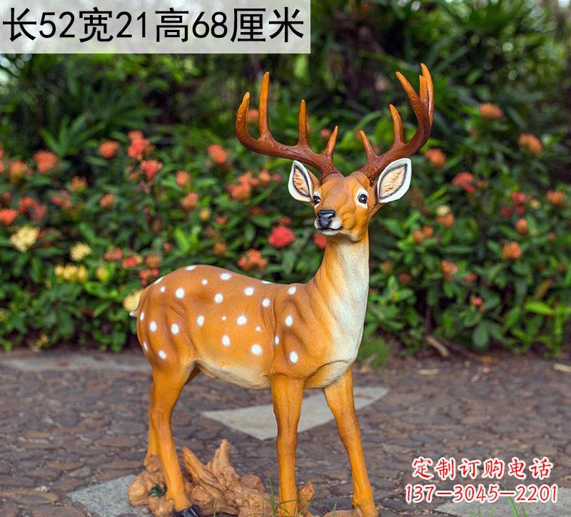 石狮精美制作玻璃钢仿真梅花鹿雕塑