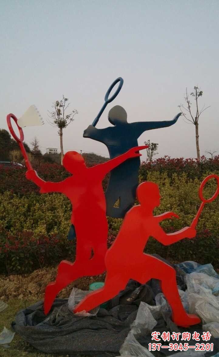 石狮青春活力 羽毛球抽象雕塑