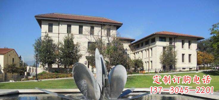 石狮抽象花朵不锈钢喷泉雕塑