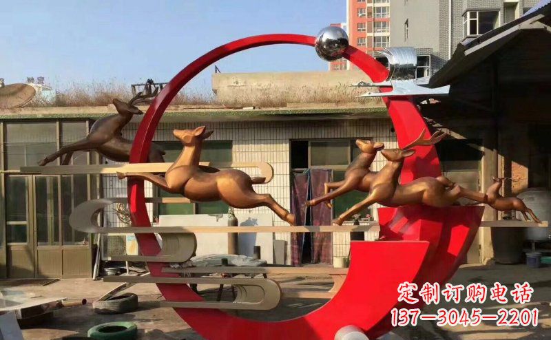 石狮梅花鹿不锈钢雕塑引人瞩目的审美观赏