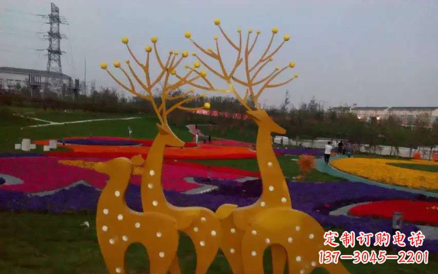 石狮不锈钢美陈动物鹿雕塑