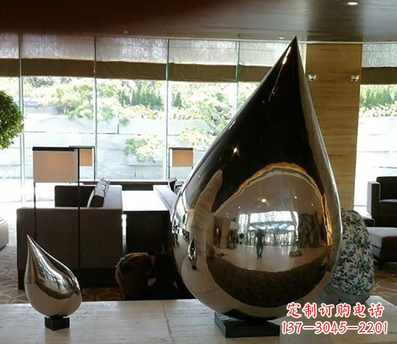 石狮公园不锈钢水滴球景观雕塑