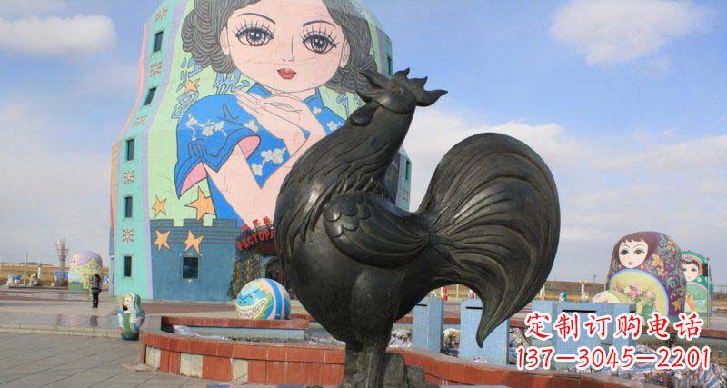石狮艺术精美的公鸡雕塑
