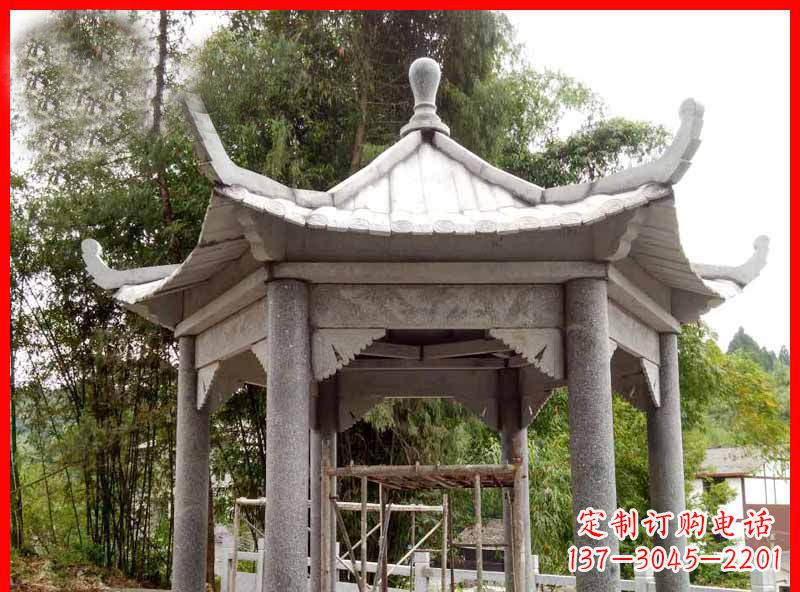 石狮复古公园石凉亭雕塑