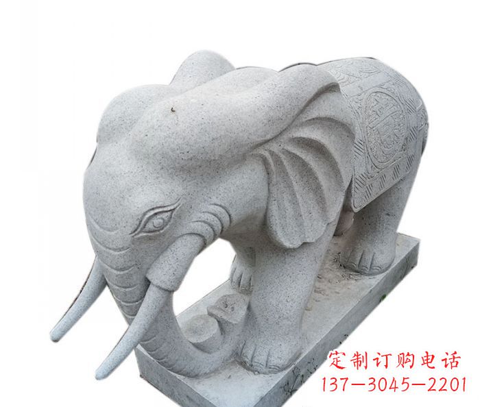 石狮精美绝伦的大象大理石雕塑