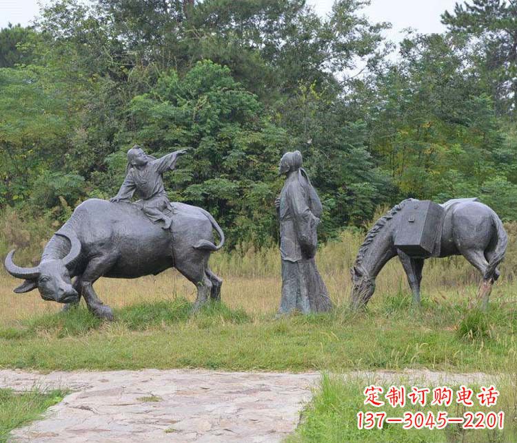 石狮公园杜牧人物小品铜雕