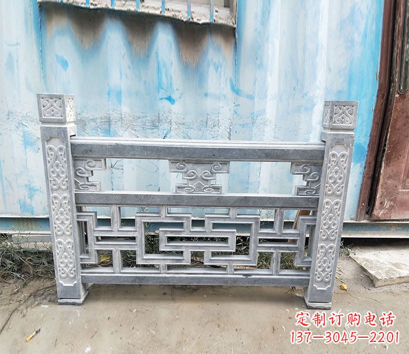 石狮艺术精美的公园仿古石栏板雕刻