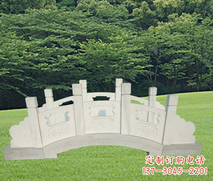 石狮手工精美汉白玉石拱桥雕塑