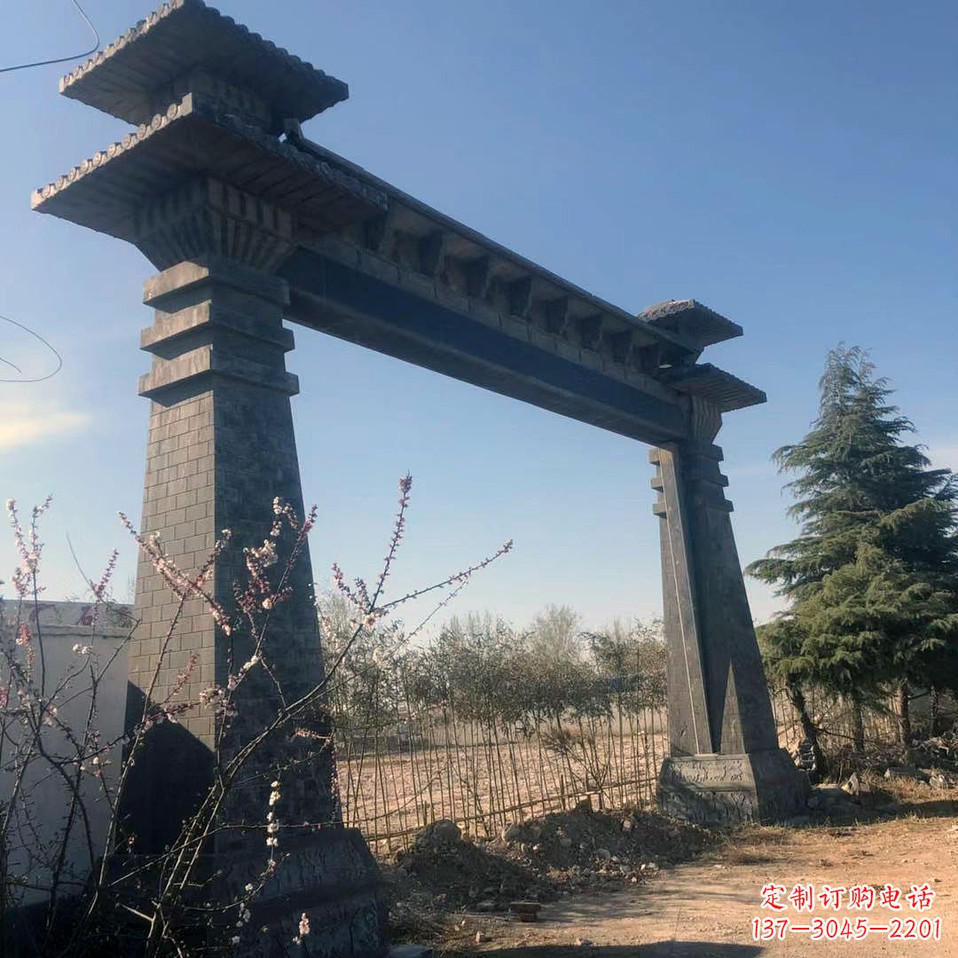 石狮高雅独特的汉阙大门石雕