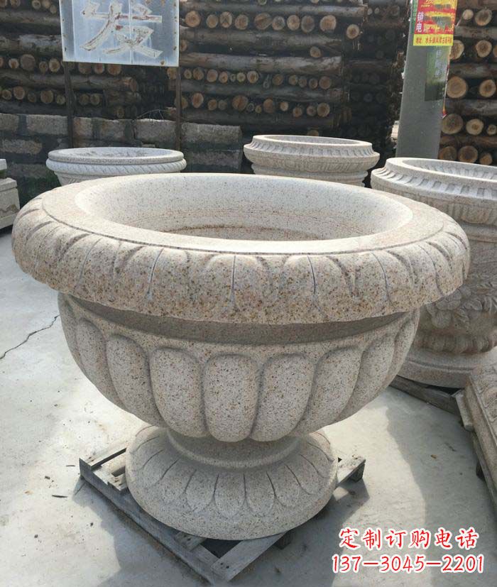 石狮高质量大理石花盆石雕