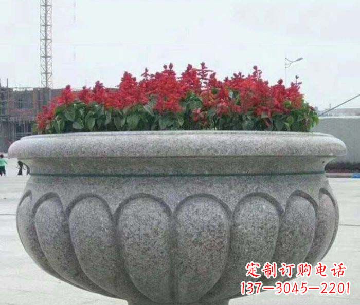 石狮精美大理石花盆雕塑