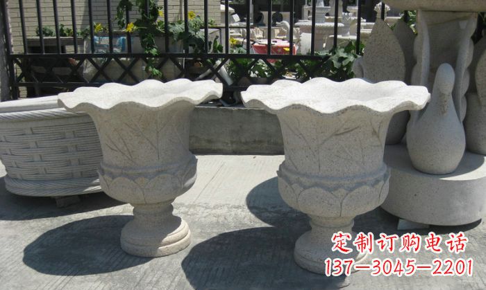 石狮大理石花盆雕塑
